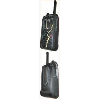 Weichledertasche mit Gürtelclip & Ösen, Einschub von unten, für Sepura STP8/9000