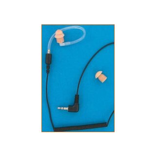Ohrhörer mit Akustikschlauch, Wendel- kabel und 3,5 mm Winkelstecker (3 polig)
