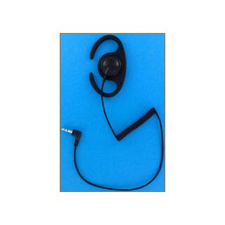 einseitiger, außen sitzender Ohrhörer mit Bügel, Wendelkabel und 3,5mm Stecker