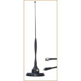 Magnetfußantenne für Kfz, TETRA 380 - 400 MHz, 0dB, 5 m Kabel mit BNC-Stecker