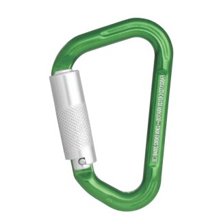 Grüner Aluminiumkarabiner mit Automatikverschluss Vierteldrehung (Twist-Lock) - Keylock Version