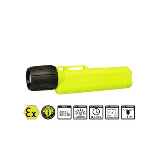 Helmlampe UK 4AA eLED ZOOM2, Heckschalter, Safety gelb mit mit Alkaline Batterien