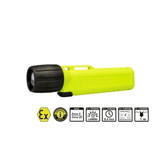 Helmlampe UK 4AA eLED ZOOM2, Frontschalter, Safety gelb mit mit Alkaline Batterien